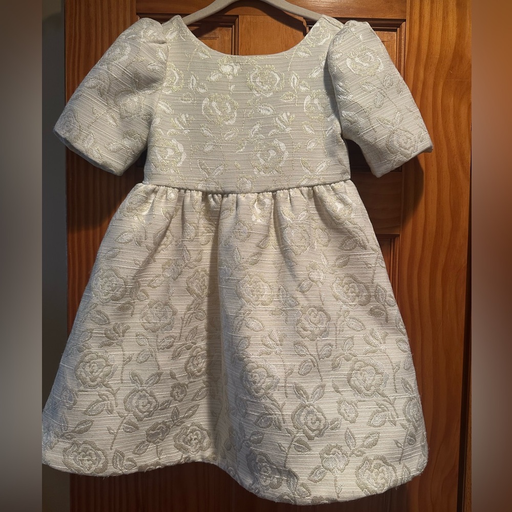 Janie and Jack Cream Floral Brocade Dress